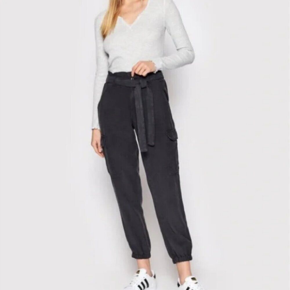 AMERICAN EAGLE AE Lyocell Paper Bag Waist Cargo Jogger Pants AEO Gray 16 Short